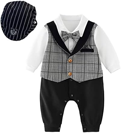 Комплект дрехи за малки момчета, едно Парче гащеризон, Елек с дълъг ръкав, Поема и носи Вратовръзка