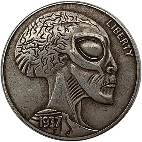 1937 Череп на Чужденец Колекция от Стари Медни и Сребърни Възпоменателни монети на 20 мм една Сребърна Монета с Медна и