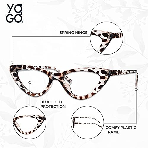 Yogo Vision 3 Опаковки Нападение от Синя Светлина Очила Ретро Cateye Очила за Жени с Лека Пружинна Шарнирной Пластмасови Рамки