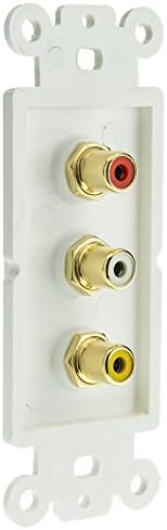 ACL Decora 3 Connector RCA (Червено /Бяло/Жълто), Разъемная Стенни плоча RCA, Бял, 1 Опаковка