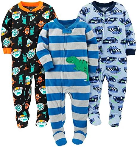 Пижами Simple Joys by Carter's, за бебета и малки момчета Свободно cut от огнестойкого руно на крака, опаковки от 3