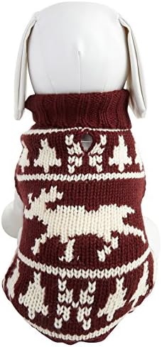 Страхотен пуловер с лосем за кучета - Бурганди - 8 инча