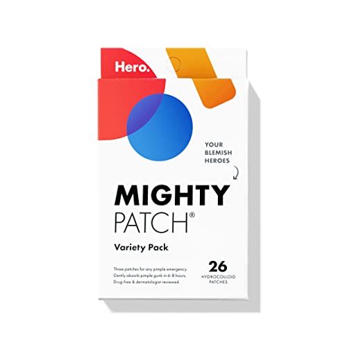 Mighty Patch Variety Pack от Hero Cosmetics - Гидроколлоидные петна от акне, за прикриване на акне и на пигментни петна, точка етикети за