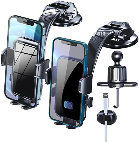 YFYYF [най-Новата версия на] 2 комплекта Стойки за мобилен телефон за кола, Кола за телефон, щипка за отдушник на предното стъкло, на