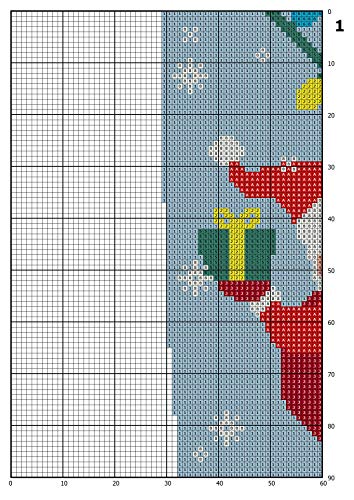 Схеми за кръстосан Бод Коледен отглеждане на PDF, Модерен Брои Лесен сладък фигура кръстат бод с елени на Дядо Коледа, за начинаещи, Начало