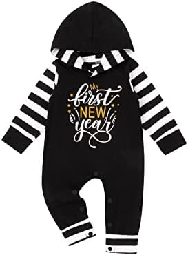 Комплект дрехи за новородени първата Ми Нова година, едно Парче Гащеризон с качулка За Малки Момчета и Момичета(
