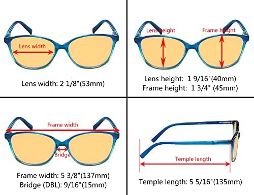 Eyekepper 5 Опаковки Женски Компютърни очила - Четци със Синьо Светофильтром - Големи Стилни Дамски слънчеви Очила Котешко око С оттенък