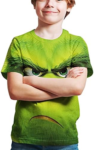 Детска Новост, тениски с Забавни Къси ръкави Big Green Head, за момчета и Момичета