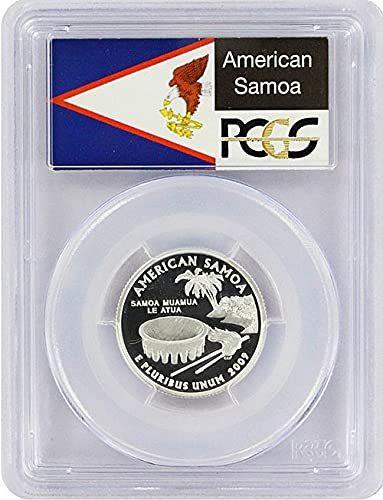 2009 S Американска Самоа S Сребърен Пробна една Четвърт от PR-70 DCAM Етикет с Устройство на Флага PCGS