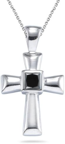 Висулка във формата на Кръст с черен диамант с тегло 0,52 карата AA от Сребро