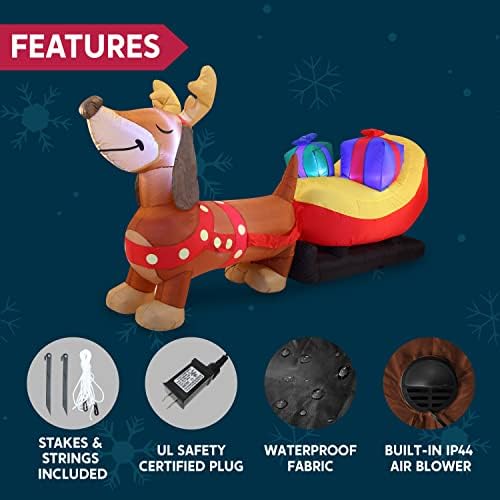 Надуваем Коледа кученце Joiedomi е с дължина 8 метра с вградени светодиоди, Надуваеми Надуваеми изделия за Коледно парти, на закрито, на
