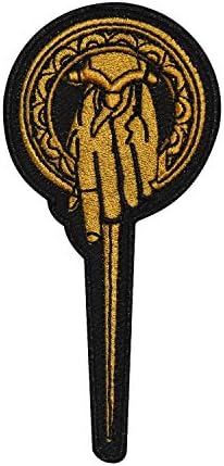 Лого LUQI Game of Thrones Ръката на краля, Бродирана на Желязо Нашивке, Пришитый Икона-Апликация за дреха, Черно и злато, 12 см x 6