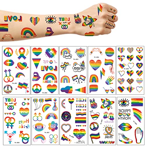10 Листа Временни Татуировки за гей-Прайда, Етикети С Любов, Наклон, Лице, Гордост, Rainbow за ЛГБТ, BL, Les GL