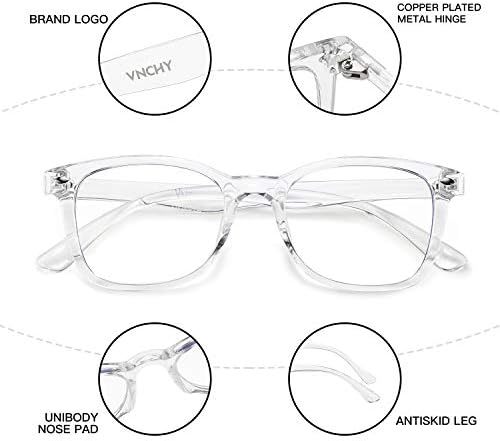 VNCHY Очила със Синя Светлина, Прозрачни Лещи, Защита От Пренапрежение на Очите, Компютърни Очила за Четене, Слот Очила за Жени,
