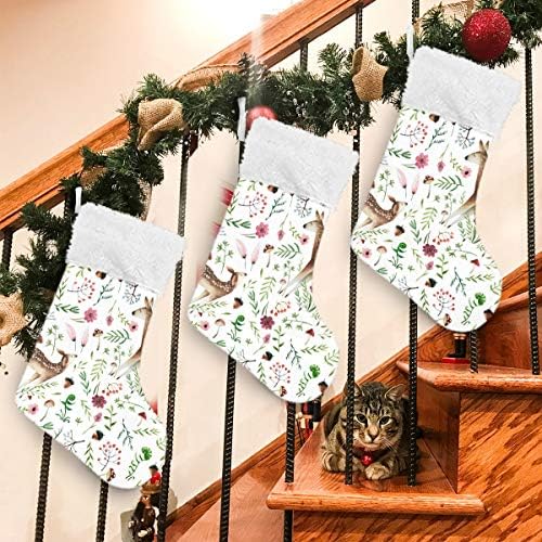 Коледни Чорапи ALAZA с Елени и Цветове, Класически Персонализирани Големи Чулочные Украса за Семейни Тържества, декорация