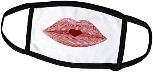 3D Роза Ан Мари Baugh - Устни - Красиви Розови устни с ефект на Метал и Червено сърце в Центъра - Маска за лице (fm_222519_1)