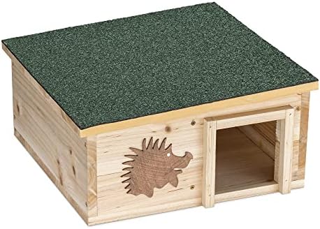 Дървена къщичка за таралежи Navaris - Дървена подслон на таралежи - Подслон за дребни животни, където те се Крият, Спят, Гнездят на открито - Аксесоар за игра клетки за до