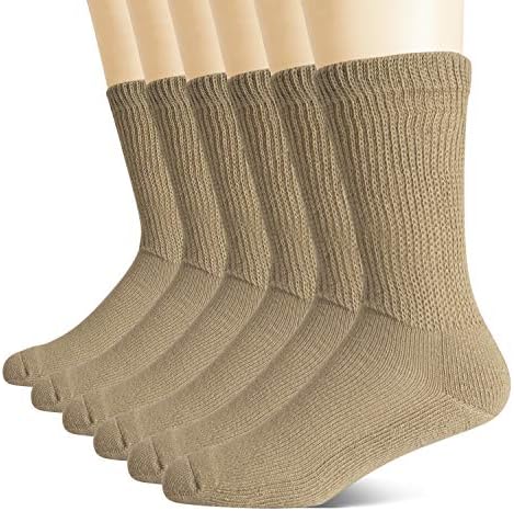 + MD, Не свързващи Диабет чорапи за мъже и Жени - 6 Чифта Медицински чорапи за циркулацията на кръвта подметка Кафяв цвят 10-13