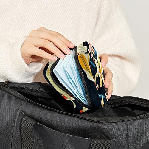 Черна Чанта За съхранение на Хигиенни Кърпички с Цветя Модел под формата на Тигрова Лилия, Чанта за Менструална Купата на мълния,