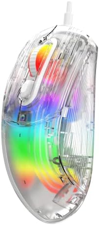 Кабел слот мишката HXMJ USB с Прозрачен Кристаллическим корпус, Безшумен щракване, RGB осветление, 7200 dpi-Бял