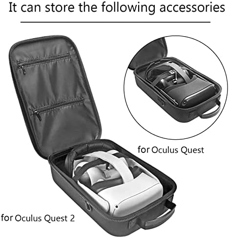 Твърд калъф MASiKEN, съвместим със слушалки Meta / Oculus Quest 2 с каишка Elite, контролери с пагон и подложка за обектива -