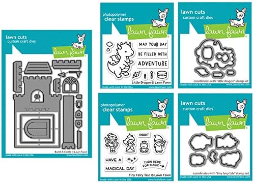 Интерактивен кубче Газонный олененок Изграждане на замък с печатите и плашками Little Dragon 2 x3 и Малки Fairy Tale 2 x3, комплект от