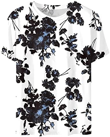 Женска Тениска 2023 Година От Памук с Къс Ръкав и Кръгло Деколте с Цветен Модел, Реколта Блуза в стил Ренесанс в Селската стил