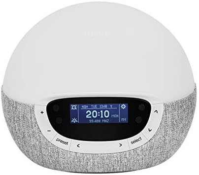 Lumie Bodyclock Shine 300 – Светлинна аларма за събуждане с радио, 15 звуци и залеза на сън.