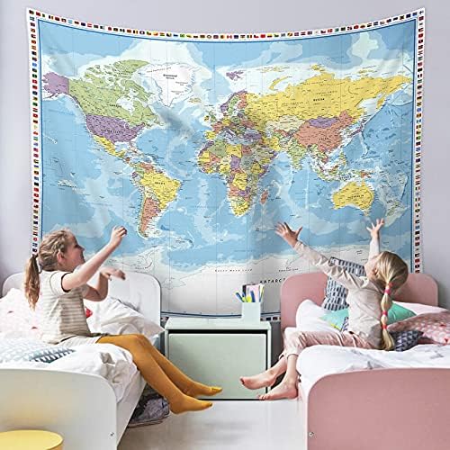 Голяма Карта на света, на Гоблен, Стенен Гоблен, Карта на света, За деца, за Обучение на Гоблен С Флаговете на страните, Карта на света, за