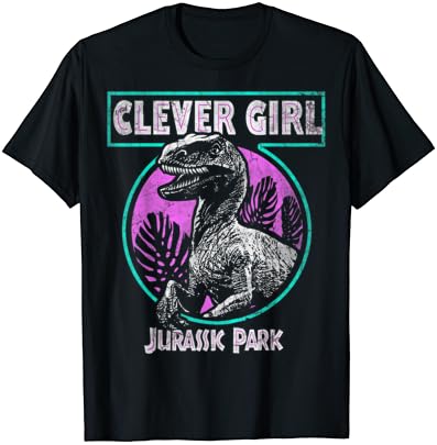 Тениска с къс ръкав Джурасик Парк, Изтъркан Тюркоаз Хищник, Добър за момичета