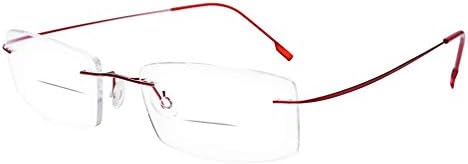 HUIHUIKK Суперлегкие Бифокални Очила За четене без рамки рамки + 1,50 Червени Очила за четене с Футляром