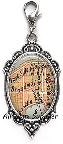 Модерен цип AllMapsupplier, с цип за карта на Бродуей, Закопчалка-кука на картата на Таймс Скуеър, Подарък Актриса, Закопчалка-кука