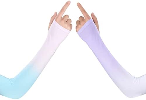 2 Чифта Градиентных ръкави от Ледената коприна, Дамски Летни Артефактные ръкави от ледената коприна за шофиране (Цвят: A, Размер: Един