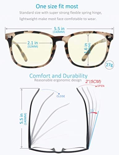 MODFANS Очила за четене със заключване синя светлина 3.0, защита от вредните отблясъци и защита от пренапрежение на очите, лека квадратна унисекс