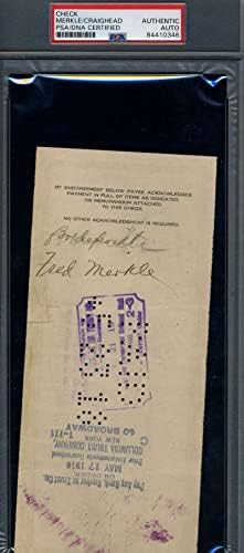 Сертификат ДНК PSA Фред Меркла , Подписан автограф на чека за изплащане на заплатите на Чикаго Къбс през 1918 година