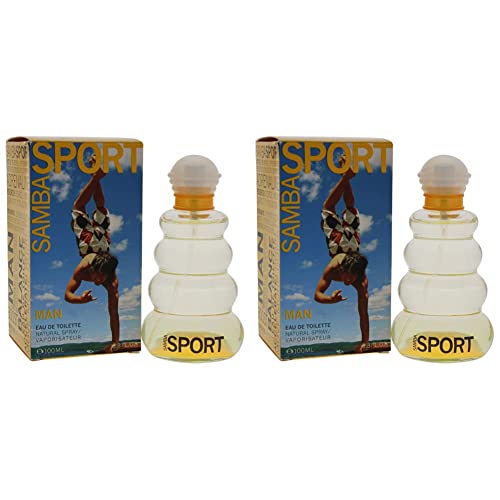 Парфюм работилница Samba Sport за мъже, Edt-спрей, ароматни, 3,3 унции (опаковка от 2 броя)
