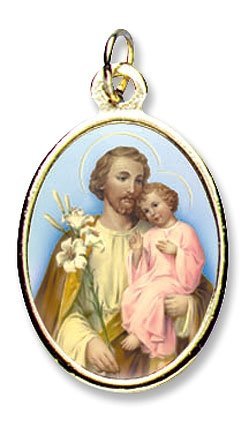 Благословленная Баща Франциском Медал на Св. Йосиф, Бащата на Исус, Златен цвят