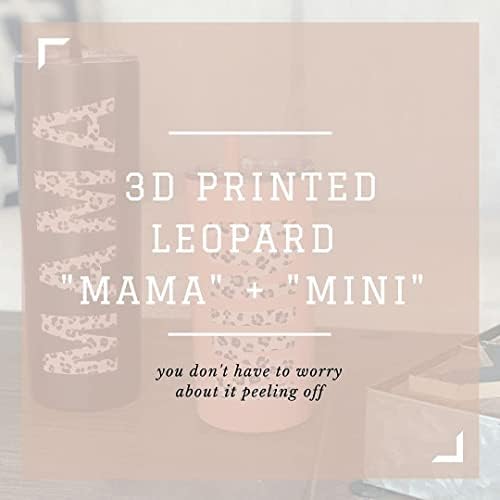 Мини-чаша Лъки Love от неръждаема стомана за деца - една чаша с 3D принтом под формата на леопард, изолиран капак и соломинкой,