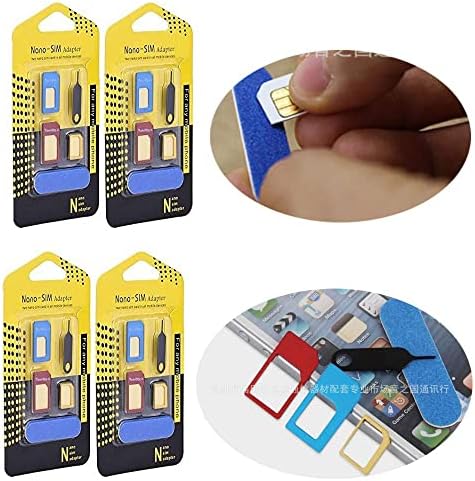 УНИВЕРСАЛЕН Комплект адаптери за SIM-карти 5 в 1 Nano Micro Converter Kit стандартно с абразивни хартия и изтриването на карти е Лесен за