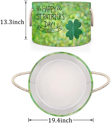 Зелени листа от детелина в Деня на Св. Патрик (02) Големи Кръгли кошници за съхранение на Кошници за бельо с дръжки, Кошница за съхранение