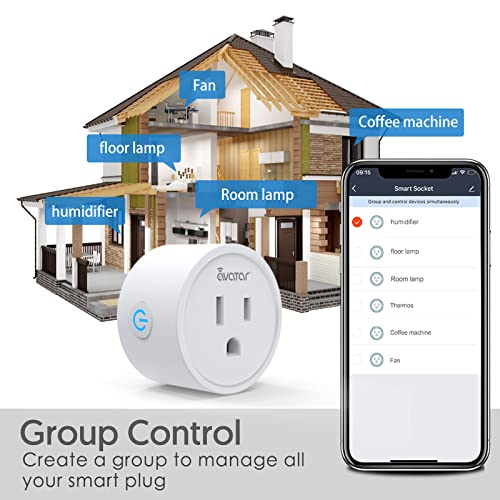 Avatar Controls Smart Plugs Wi-Fi Outlet 4 бр. - Умни вилици, работещи с Alexa / Google Home / Smart Life, таймер за включване / изключване,