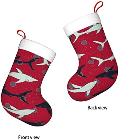 Коледни Чорапи Augenstern Акули В Червено Грах, Двустранни Чорапи За Окачване На Камина.