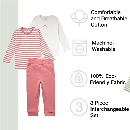 Комплект дрехи Stellou & friends за новородени и на малки деца от 3 позиции | 2 тениски и панталони с дълги ръкави