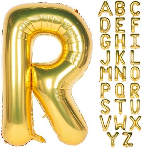 Балони с буквите от 40 Инча Гигантски Джамбо от Гелиевой фолио Майлар за Вечерни бижута Злато (Буквата R, 40 Злато)