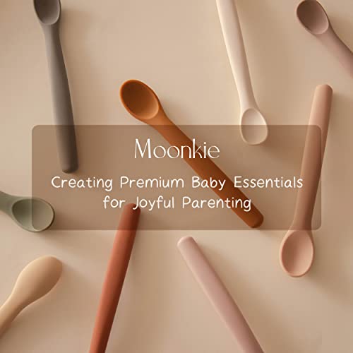 Комплект от 4 детски силиконови лъжици Moonkie, лъжици с мек връх за първата фаза на храненето на бебета, Гнущиеся, устойчиви на жеванию, лъжица