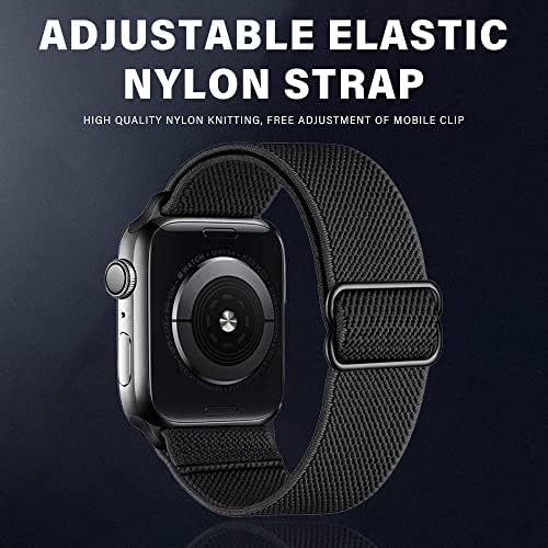 selfrieden Подходящ за каишка за Apple Watch, Iwatch 7 Нов парче гума найлонов ремък, взаимозаменяеми каишка (42/44/45 мм, черен)