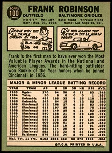 1967 Topps 100 Франк Робинсън Балтимор Ориълс (Бейзболна карта) в Ню Йорк Ориълс