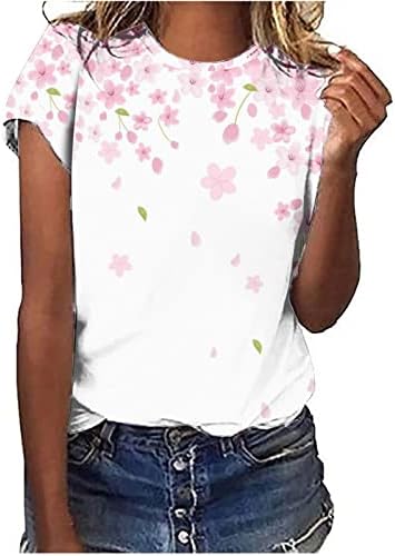 Блуза за момичета, Блузи с Цветен Модел, Дамски Блузи с Къс Ръкав от Ликра, Ежедневни Летни Есенни Блузи, Дрехи QQ
