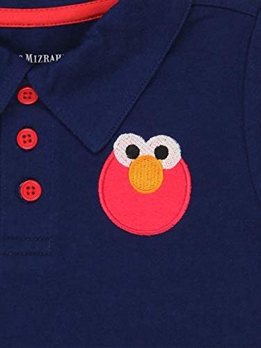 Риза с къси ръкави за деца Isaac Mizrahi Обича Sesame Street Gang Елмо Бебе с шал яка подпора (18 месеца, тъмно син)
