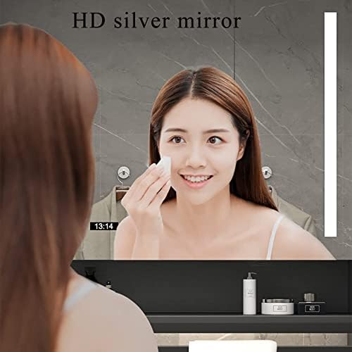 RAZZUM Mirror Модерен Шкаф за баня с Огледало Осветление, Стенен Шкаф за Баня с Закачалка за кърпи, Управление на Докосване
